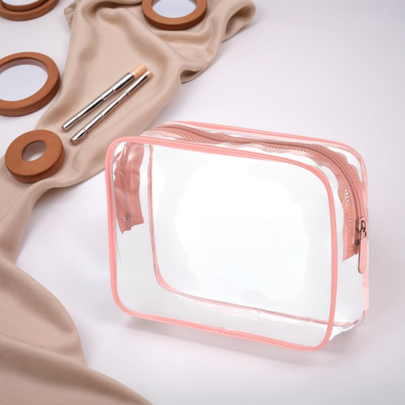Tergy 20 Packs Clear Cosmetics Bags for Women Men Waterproof Toiletry Bags PVC Makeup Bags Organizer Case with Zipper for Travel Bathroom (20 Pink Colors) - Image 5